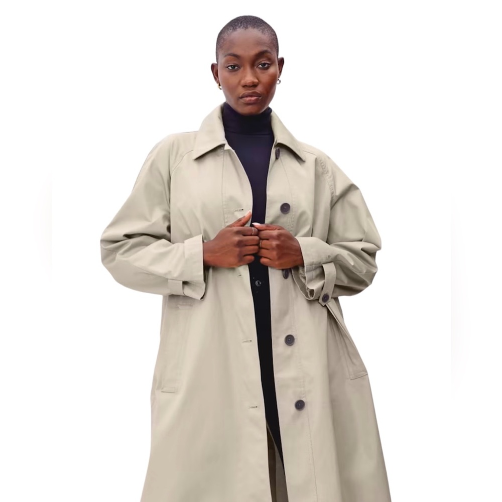 Everlane The Long Mac Coat NWT in Stone Maxi Trench Jacket Women’s Size Small